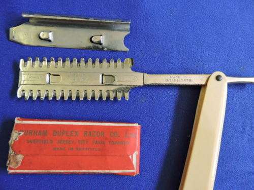 Vintage cut throat shaving razor DURHAM DUPLEX Made in Sheffield England. # SLASHED PRICE #