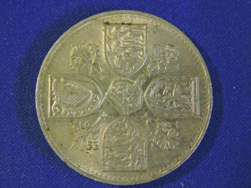1953 Queen Elizabeth II Coronation Crown Commemorative 5 Shilling coin   #  CRAZY BARGAIN COIN  #