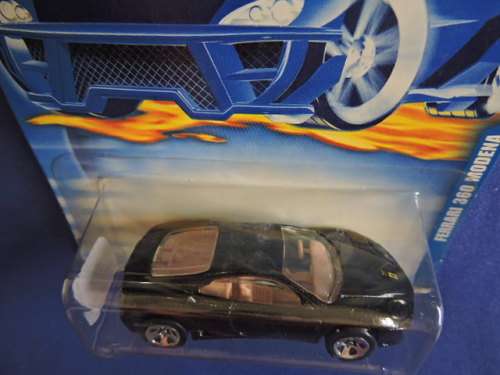 Hot Wheels Ferrari 360 Modena  ( Black - solid 5 spoke rims )  Long Card