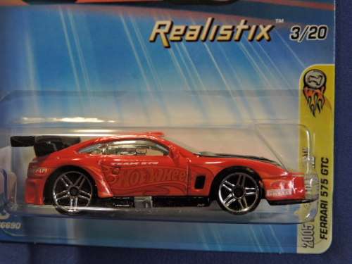 Hot Wheels Ferrari 575 GTC ( Red Realistix )  Long Card
