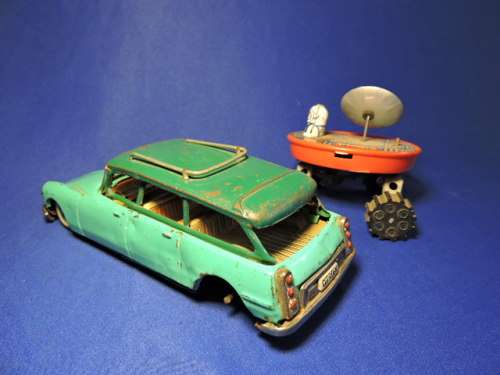 Tin Plate Citroen DS19  by Bandi and Tin wind up Moon Buggy Made in Japan.