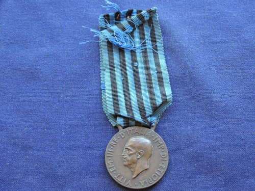 BRONZE FASCIST ITALIAN MEDAL COLONIAL WAR 1936 AFRICA ETHIOPIA   D46