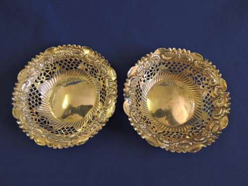 Hallmarked Sterling Silver Pair Bowls BIRMINGHAM 1876