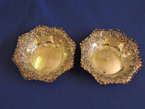 Hallmarked Sterling Silver Pair Bowls SHEFFIELD 1896