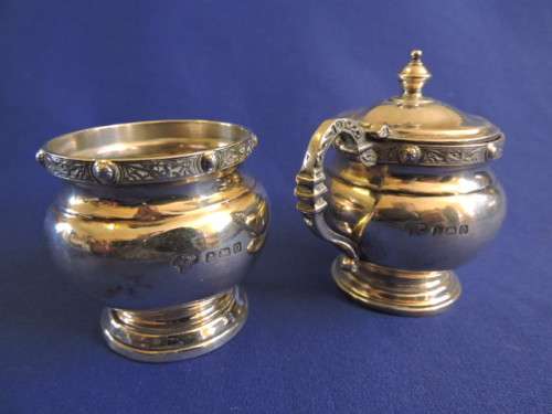 Hallmarked Sterling Silver mustard and salt pot Birmingham 1938 Retailed by Harrods
