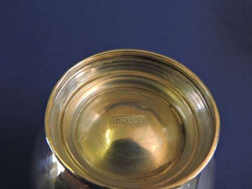 Hallmarked Sterling Silver mustard and salt pot Birmingham 1938 Retailed by Harrods