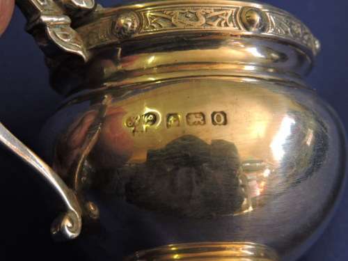 Hallmarked Sterling Silver mustard and salt pot Birmingham 1938 Retailed by Harrods