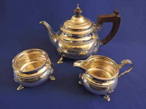 Hallmarked Sterling Silver 3pc Tea Set Birmingham 1930