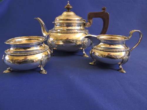 Hallmarked Sterling Silver 3pc Tea Set Birmingham 1930
