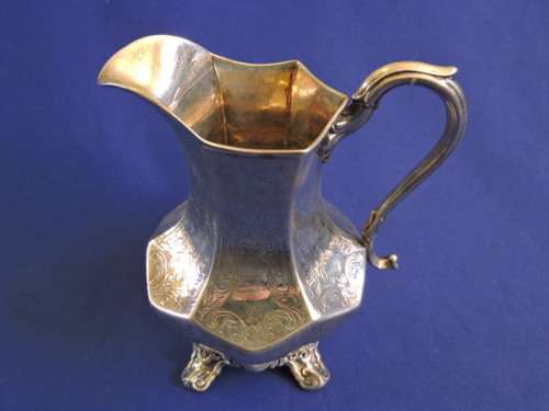 Hallmarked Sterling Silver Jug C1850  Maker Hawksworth Eyre & Co