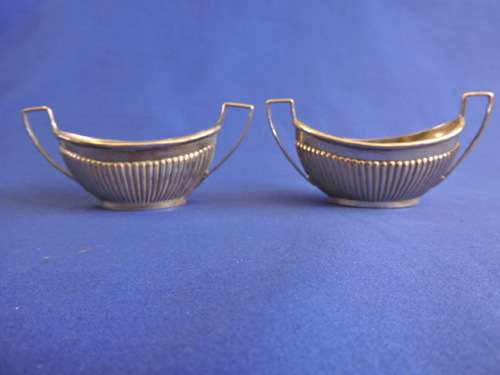Hallmarked Sterling Silver Pair of Salt Cellars  Birmingham 1895