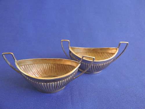 Hallmarked Sterling Silver Pair of Salt Cellars  Birmingham 1895