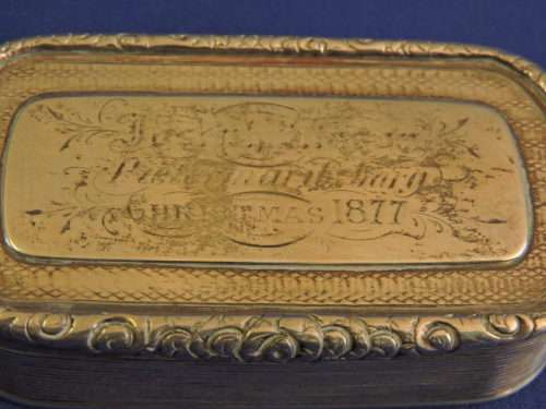 Hallmarked Sterling Silver Snuff Box  Birmingham 1840