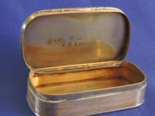 Hallmarked Sterling Silver Snuff Box  Birmingham 1840
