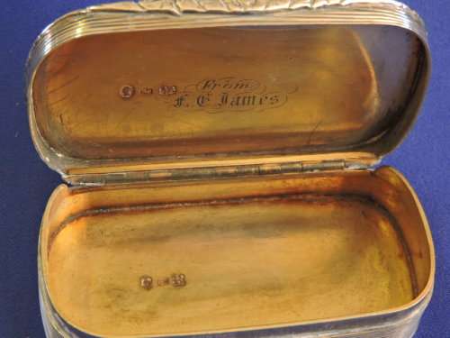Hallmarked Sterling Silver Snuff Box  Birmingham 1840