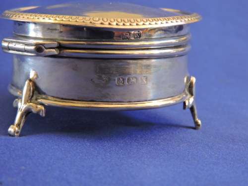 Hallmarked Sterling Silver lidded trinket box Birmingham 1922
