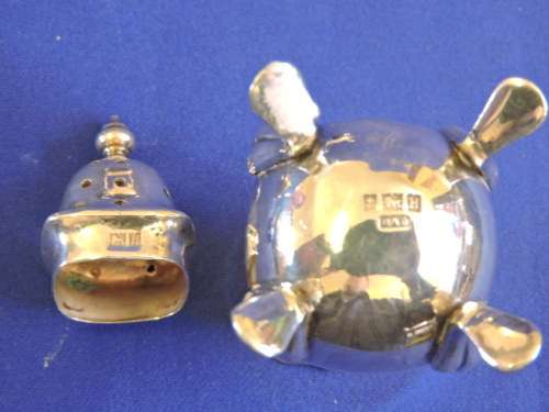 Hallmarked Sterling Silver Cruet set 3pc. Birmingham 1957/58