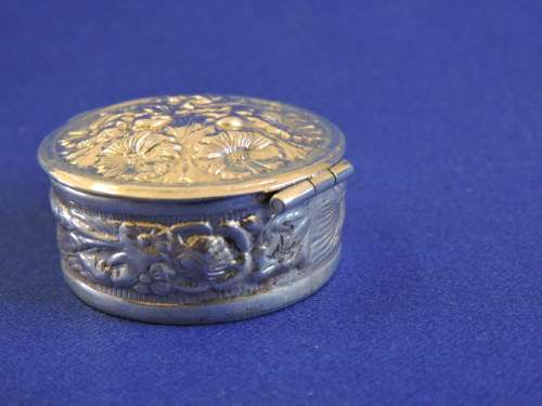 Round Sterling Silver Pill box with 925 Hallmark