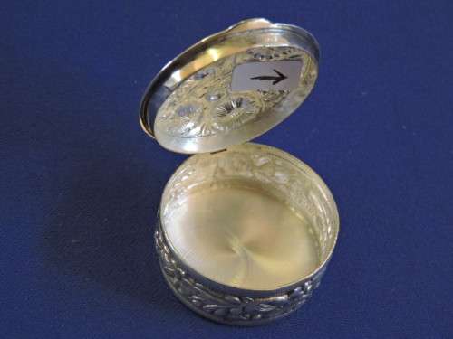 Round Sterling Silver Pill box with 925 Hallmark
