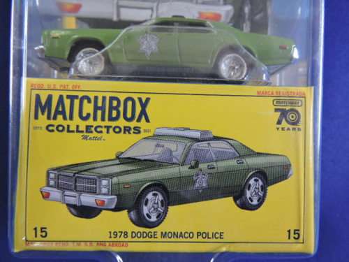 Matchbox 15 Dodge Monaco Police  Mint in Box ( Green ) Like Hot Wheels