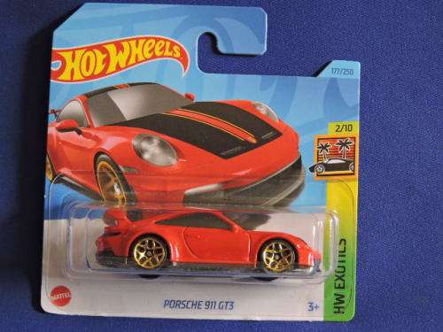 Hot Wheels  PORSCHE 911 GT3  ( Red, Gold Rims )