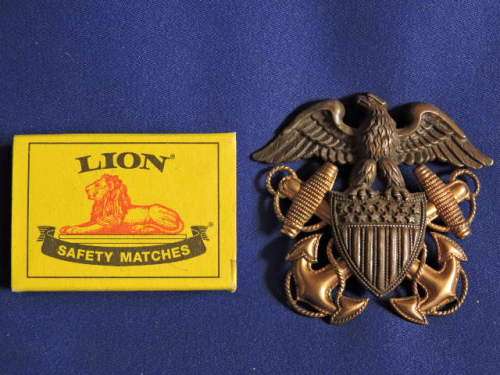 WW II NAVY USN OFFICER`S VANGUARD 1/20 10KT GOLD FILLED & STERLING SILVER BADGE Military Item.