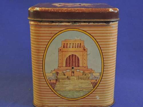 Vintage Afrikana Blik  Paul Kruger Voortrekker Monument Tin