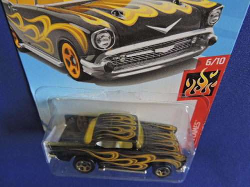 Hot Wheels 57 Chevy Chevrolet ( Black with flames )  # CHEVY BLOW OUT SALE #