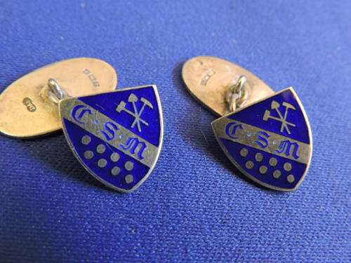 Vintage Hallmarked Silver and Enamel cufflinks Camborne School of Mines