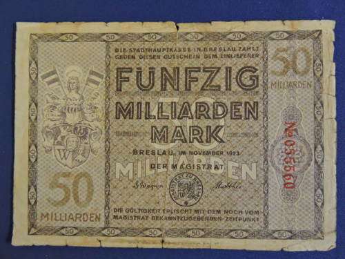 German Bank Note FUNFZIG 50 Milliarden Mark 1923