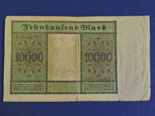 Reichsbanknote German Bank Note Behntaulend Mark 1922
