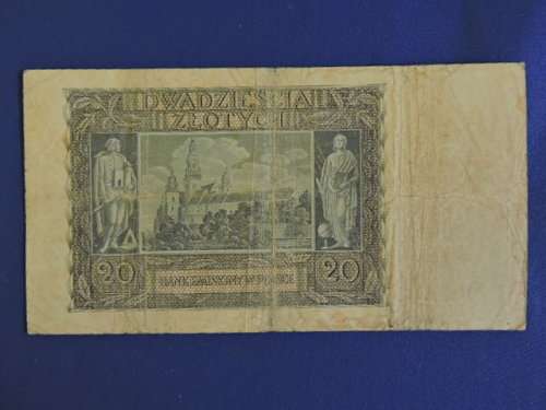 POLISH Bank Note 1940 Poland 20 Zlotych