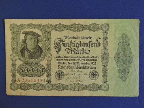 Reichsbanknote German Bank Note 50,000 Mark 1922