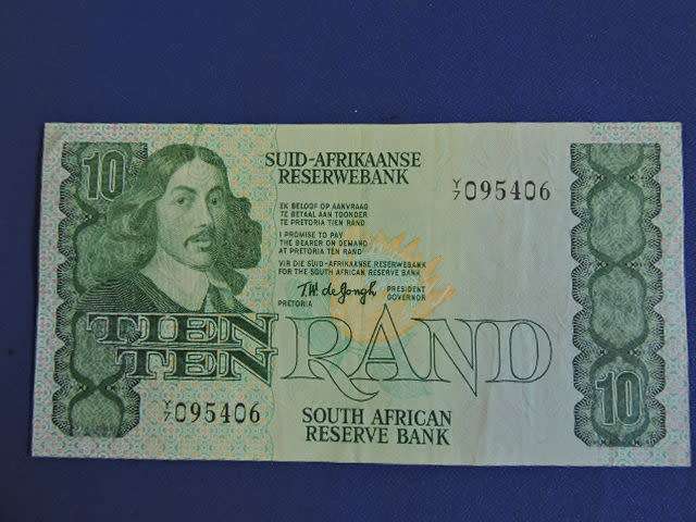 South African Reserve Bank R10 Ten Rand Bank note TW de Jong Replacement Note Y7