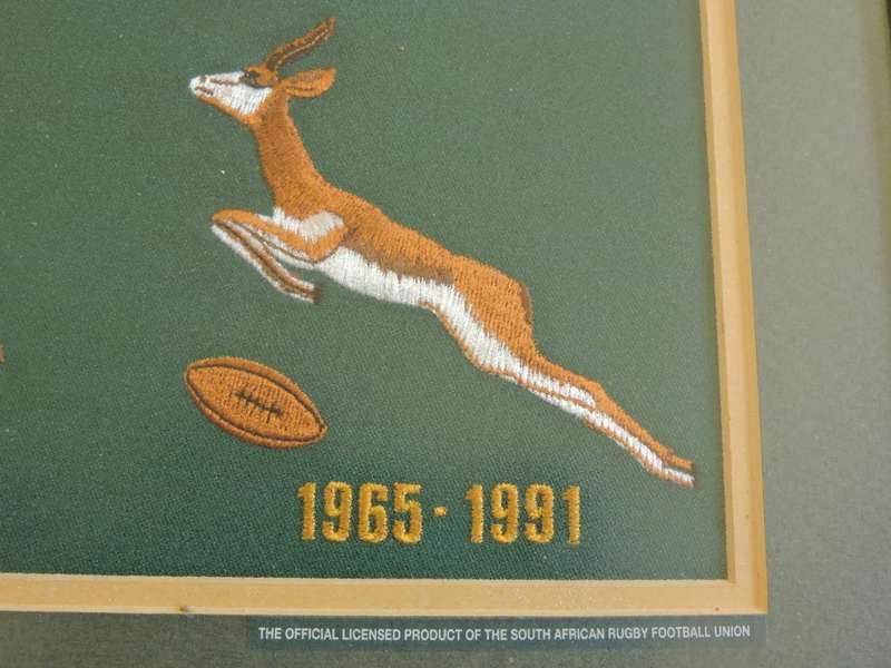 Rugby Springbok Emblem Embroidery Framed 1906 - 1995  Limited 512/1000