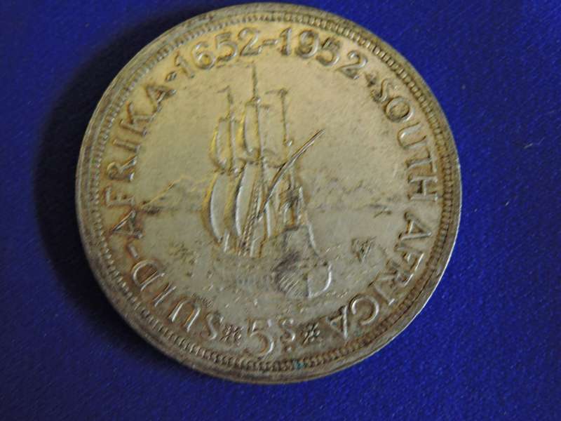 1952 SA Union 5 Shilling Crown Silver coin.