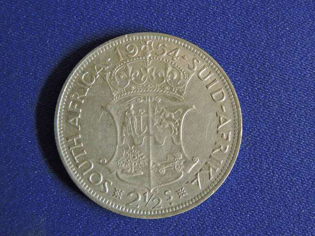 1954 SA Union 2 1/2 Shilling Half Crown silver coin