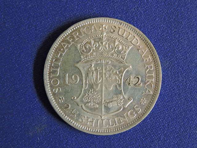 1942 SA Union 2 1/2 Shilling Half Crown silver coin