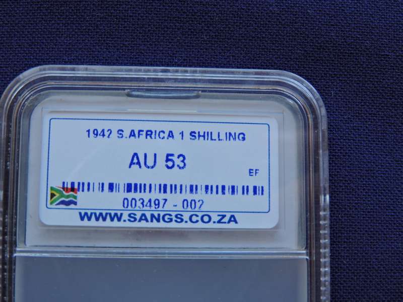 1942 SA Union 1 Shilling Silver Coin Graded AU 53