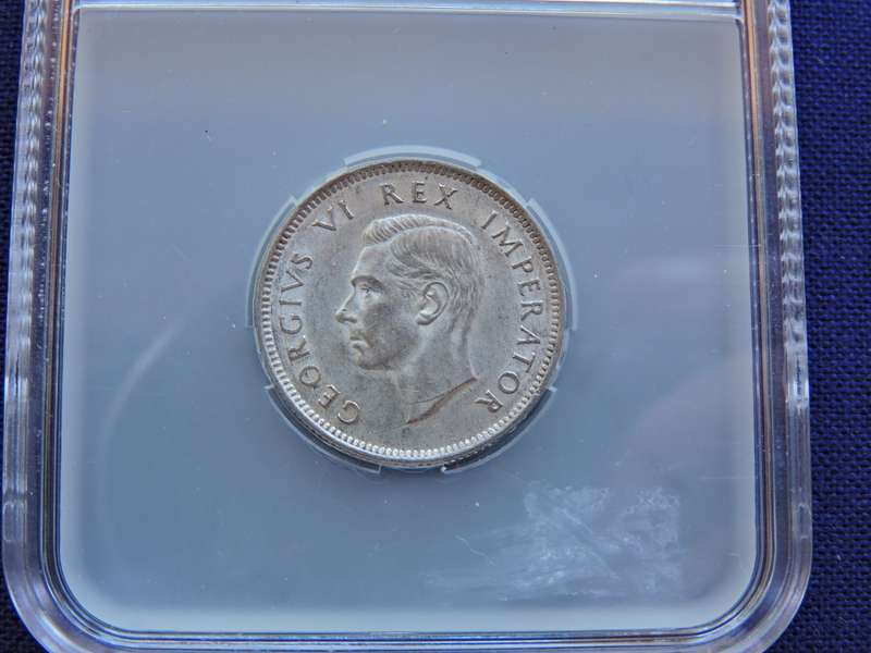 1942 SA Union 1 Shilling Silver Coin Graded AU 53