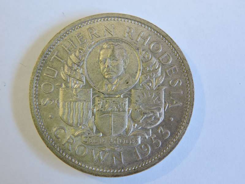 1953 Southern Rhodesia 5 Shilling Crown Silver coin