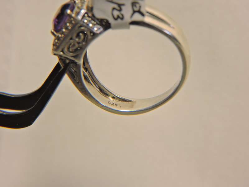 Sterling Silver, Amethyst & Zirconia (purple stone) ring.