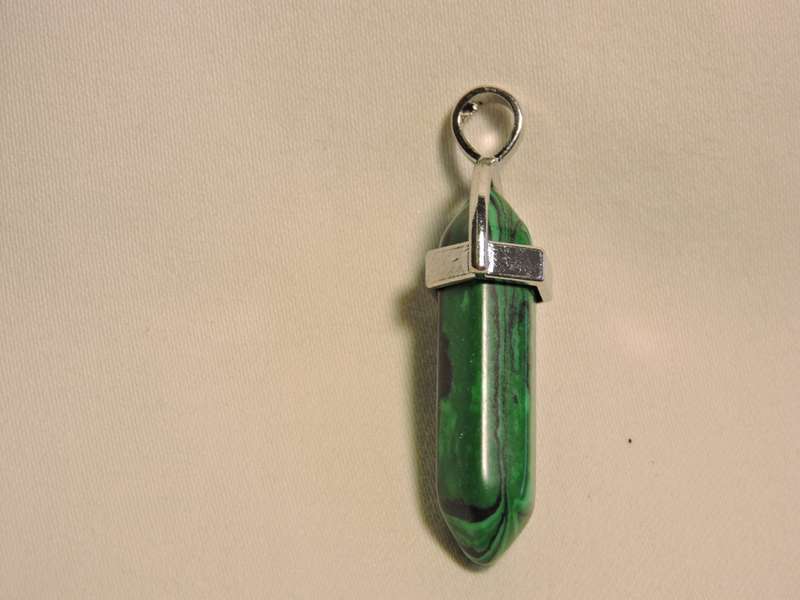 Contemporary Verdite pendant ( crystal cut green stone pendant).