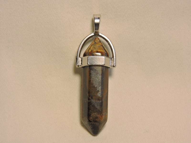 Contemporary Tyger`s Eye pendant ( crystal cut golden brown stone pendant).
