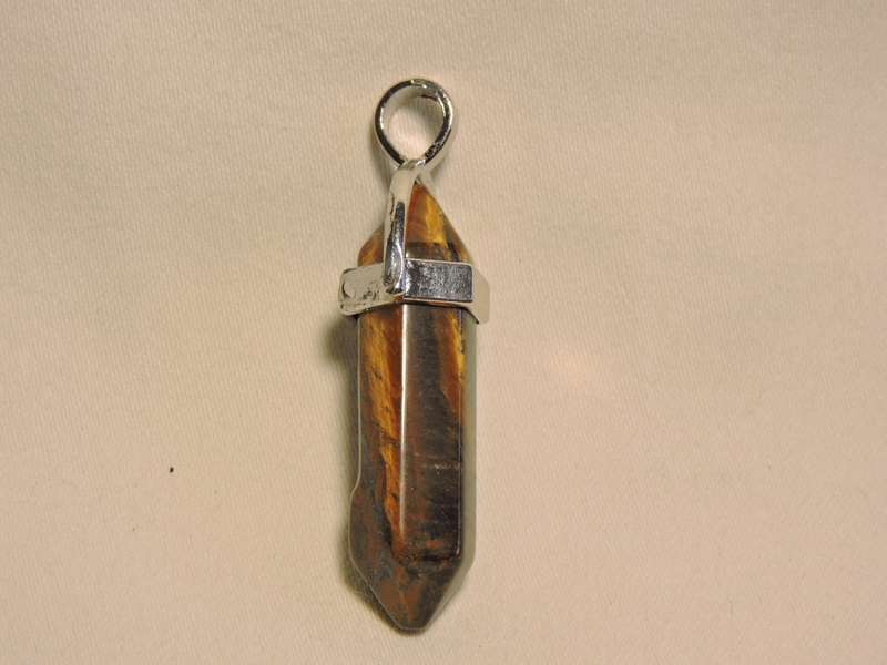 Contemporary Tyger`s Eye pendant ( crystal cut golden brown stone pendant).