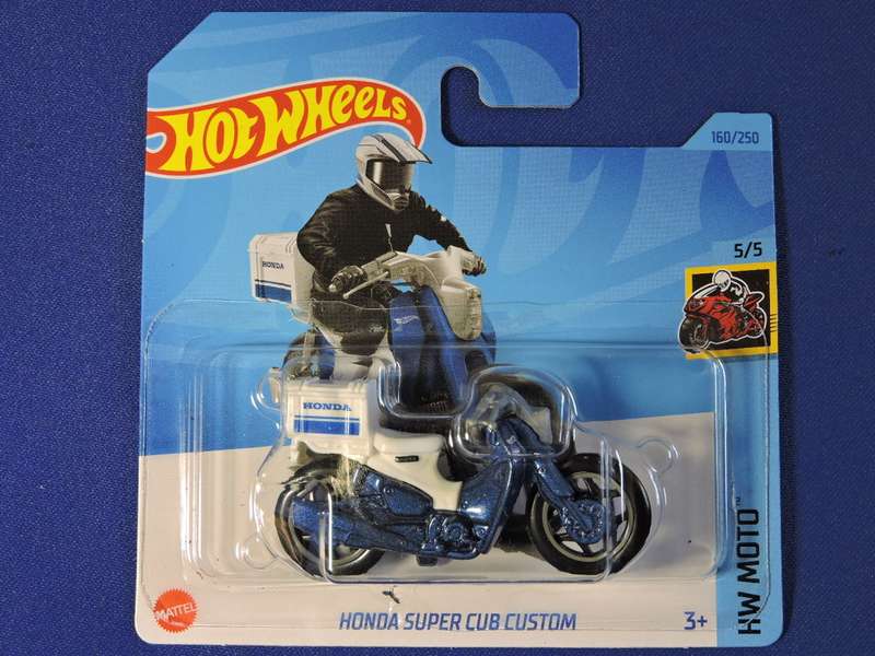 Hot Wheels HONDA Super Cub Custom Scooter motorbike motorcycle ( White & dark blue )