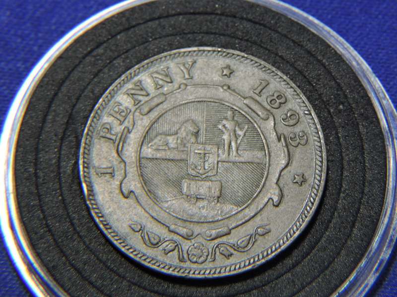 1893 ZAR 1 Penny Coin  1D   Paul Kruger coin