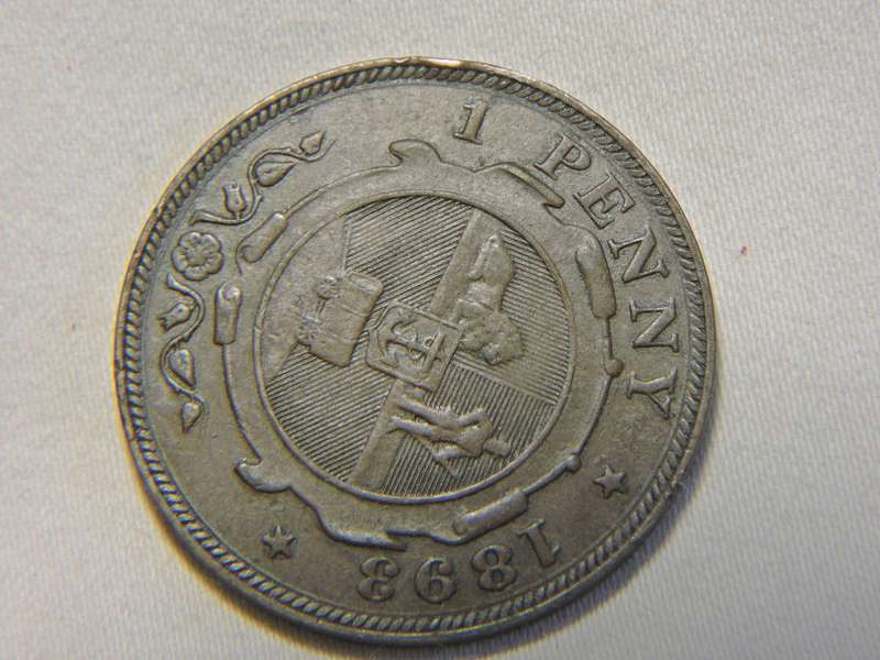 1893 ZAR 1 Penny Coin  1D   Paul Kruger coin