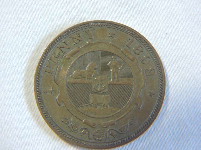 1892 ZAR 1 Penny Coin  1D   Paul Kruger coin