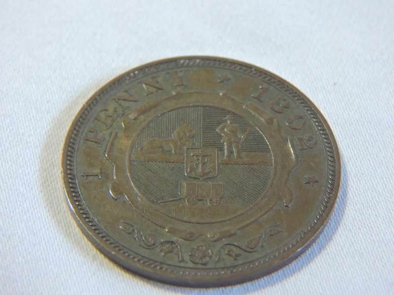 1892 ZAR 1 Penny Coin  1D   Paul Kruger coin